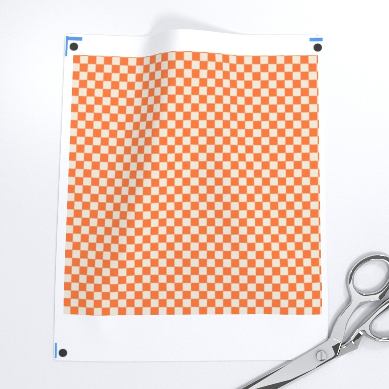 Bright Orange Bold Summer Checker Tangerine Checkerboard Small Scale Custom Printed Fabric by Spoonflower Various Fabrics by the Yard or Fat Quarter